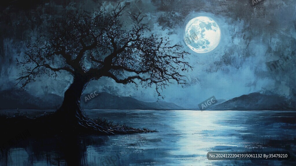 月夜油畫