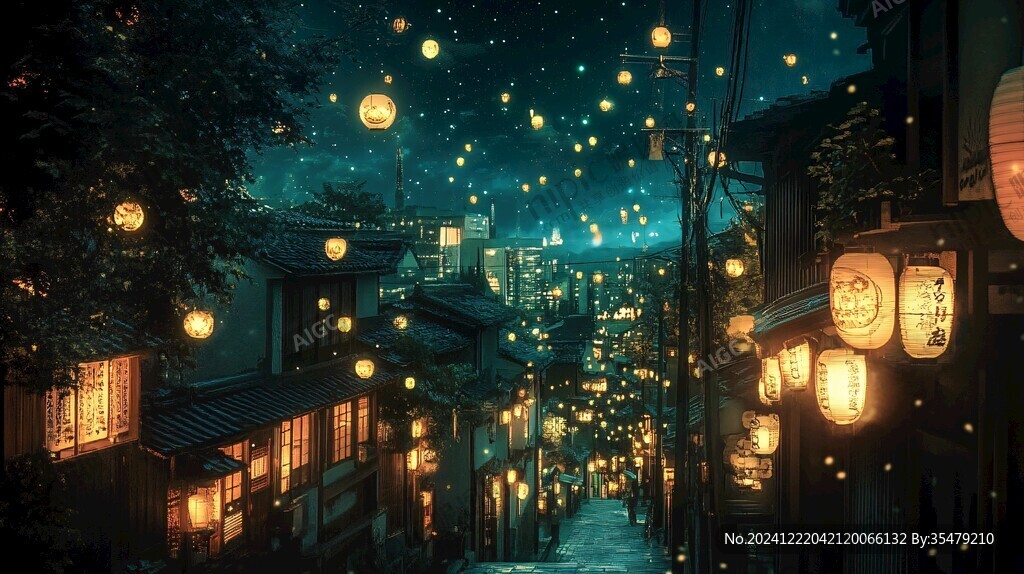 掛滿燈籠的街道