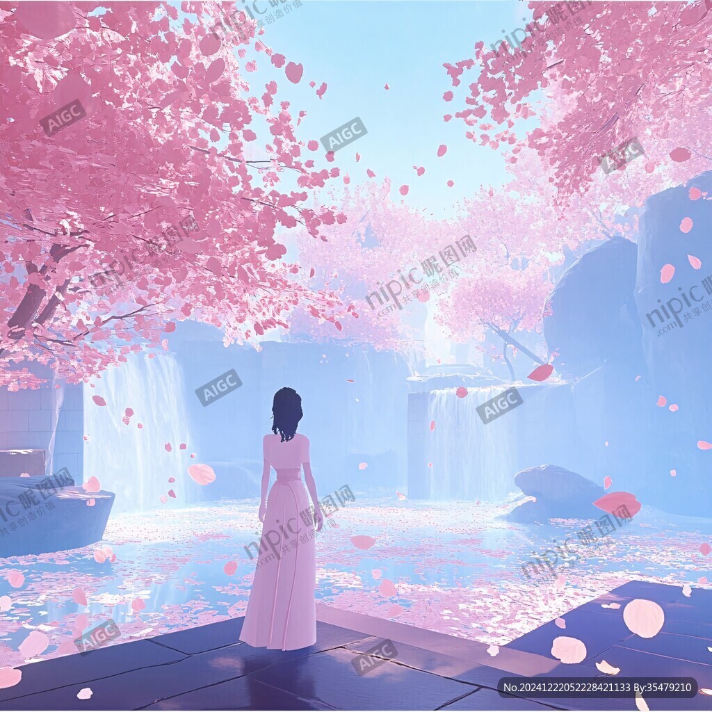 水中櫻花雨