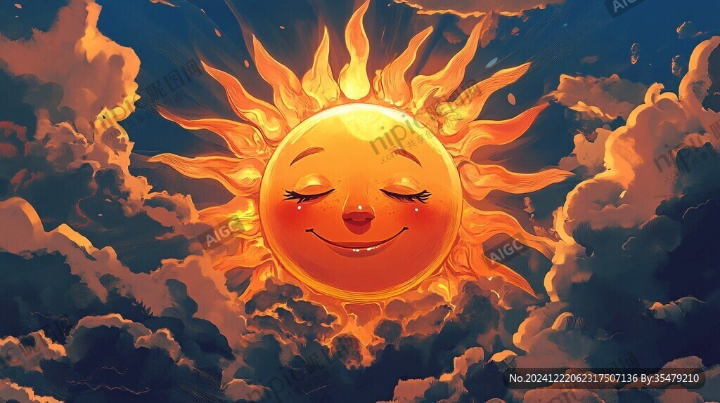 手繪太陽插畫