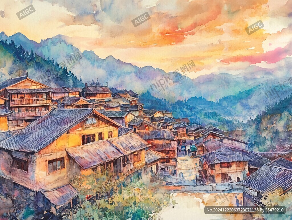 云水謠水彩彩繪插畫