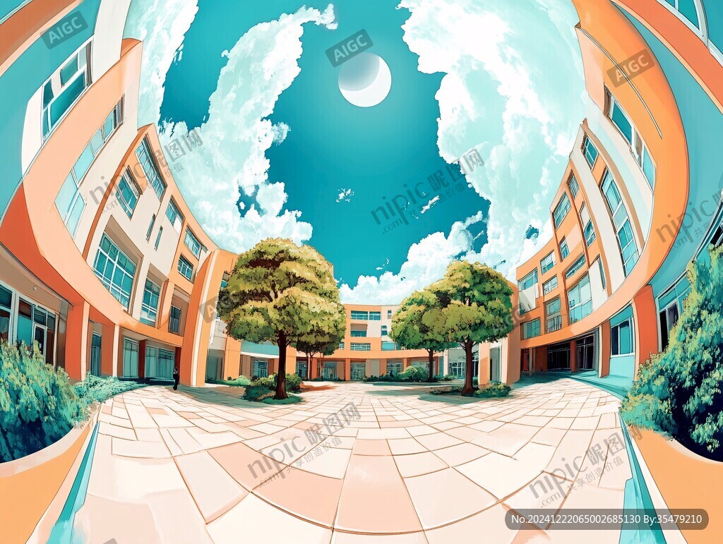 校園場景插畫