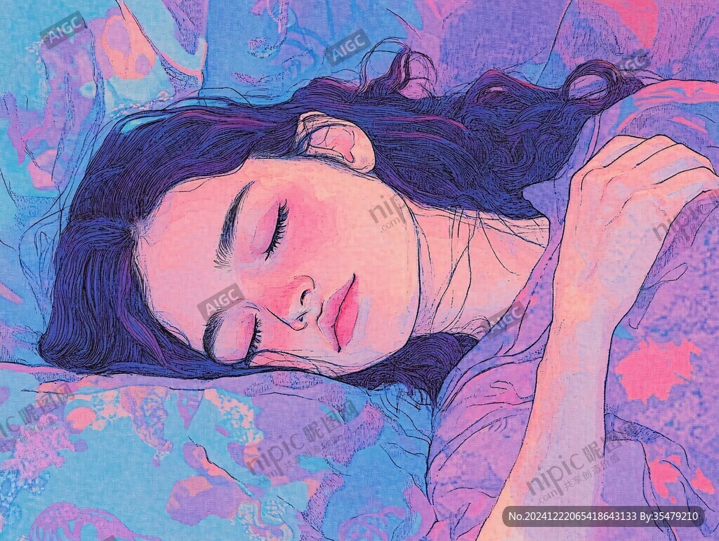 舒適斜躺著悠閑少女