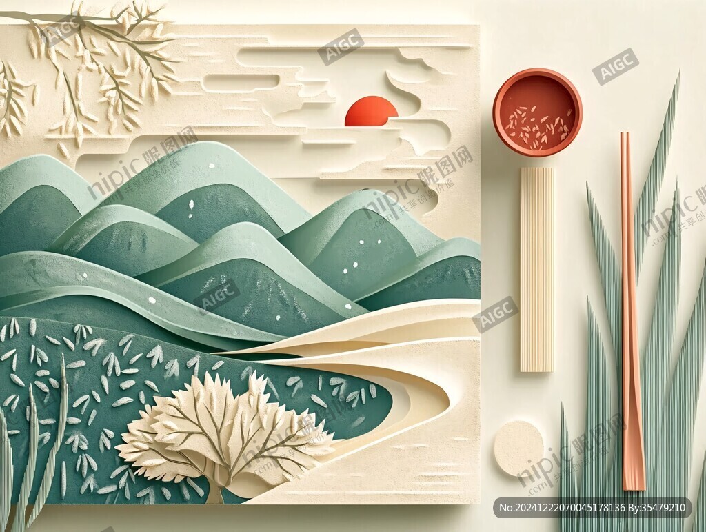新中式包裝風(fēng)景插畫