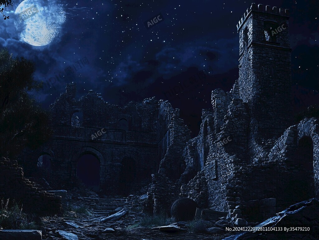 歐式古堡夜景