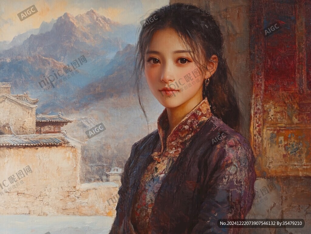 江南美女油畫(huà)