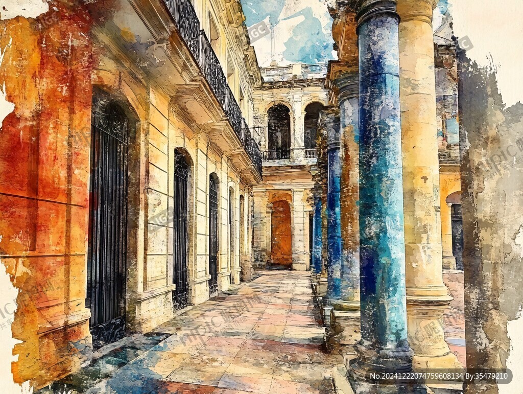 羅馬旅游羅馬水彩建筑