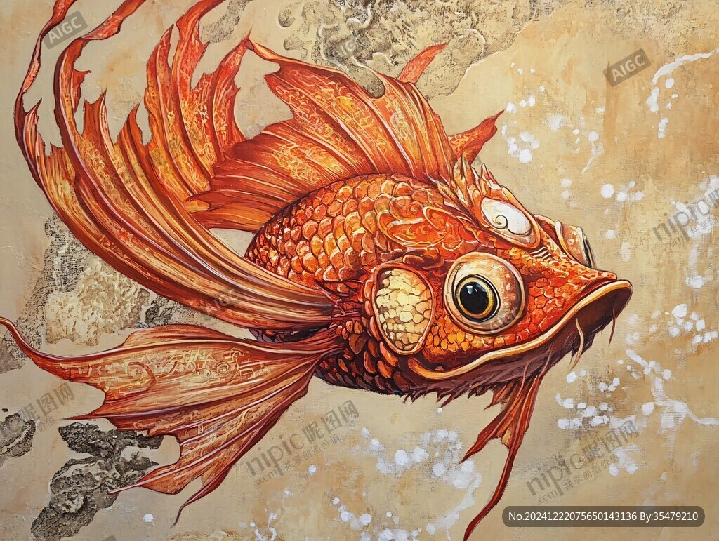 紅鯉魚手繪