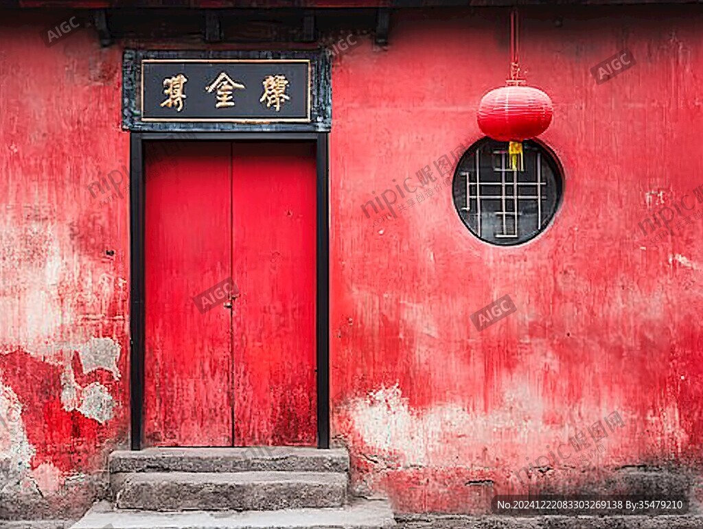 斑駁的朱紅大門背景
