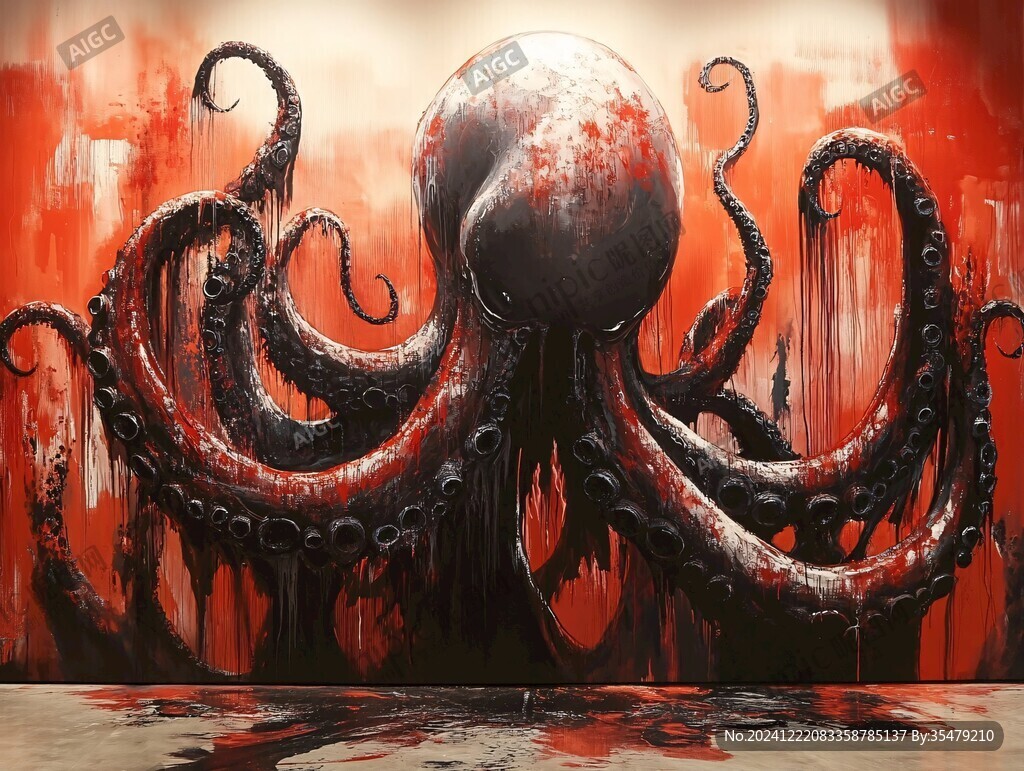卡通章魚壁畫