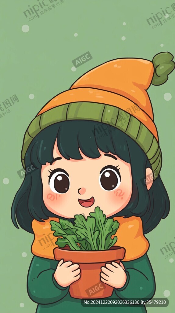 綠植女孩卡通形象