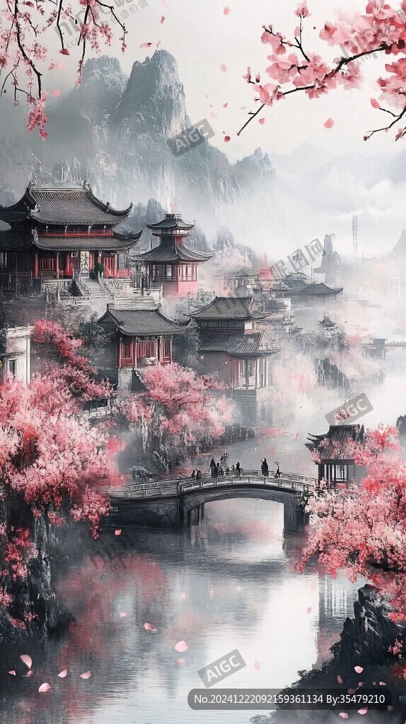 唯美古風場景插畫封面