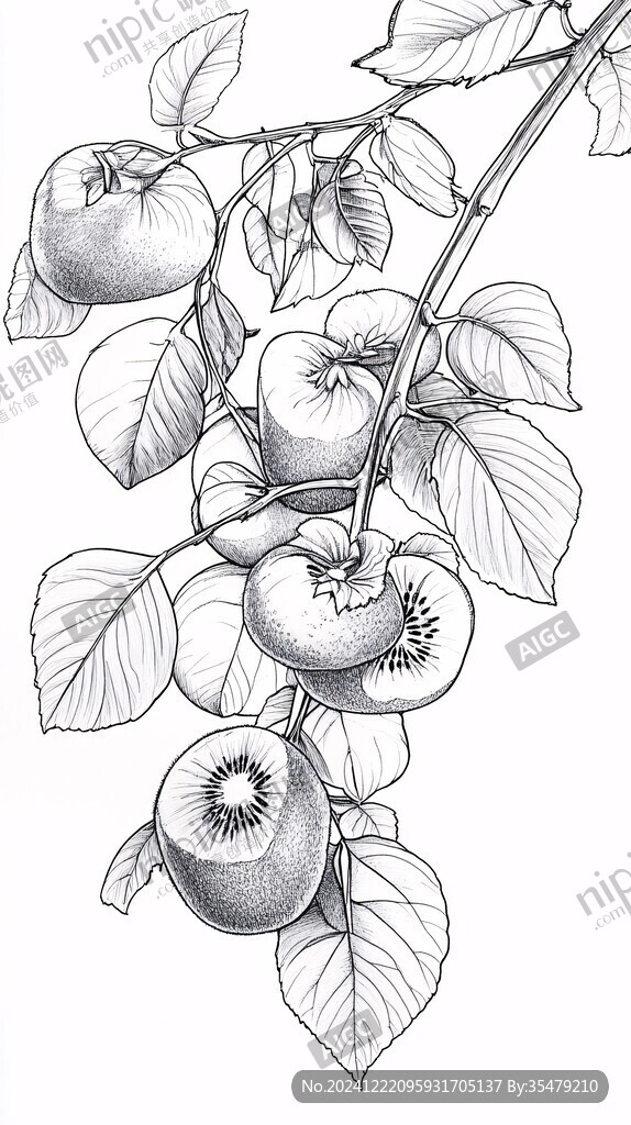 手繪山楂線描插