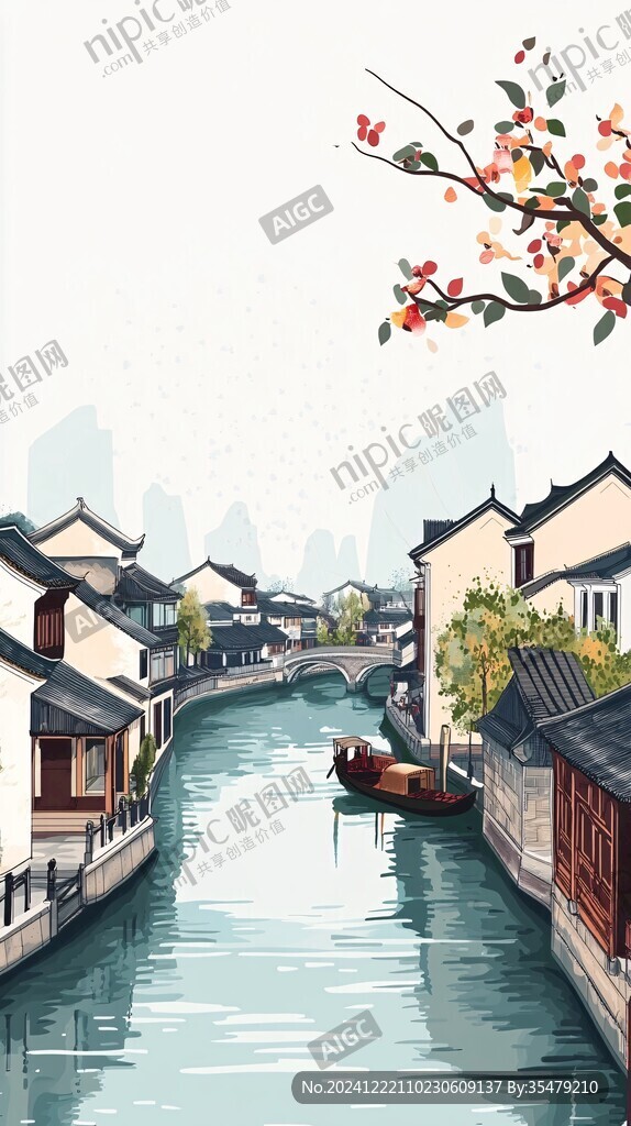 江南建筑風(fēng)景插畫