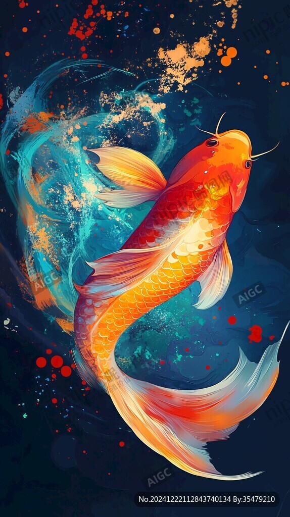 轉運錦鯉插畫