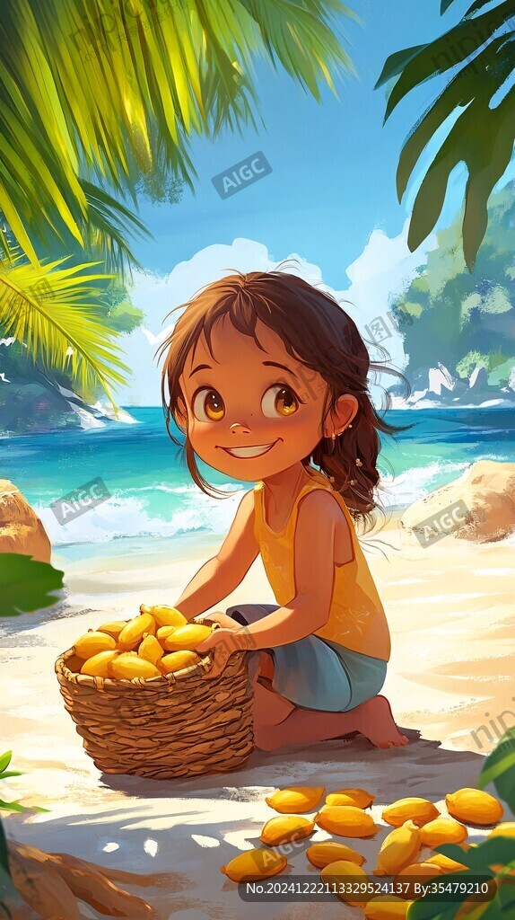 農(nóng)家小女孩板栗插畫