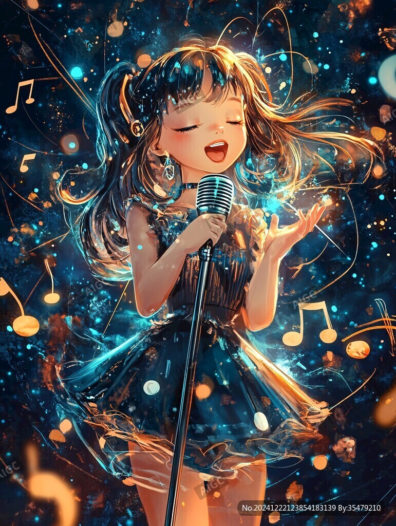 少兒歌唱插畫
