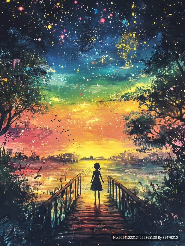 星辰大海女孩背影
