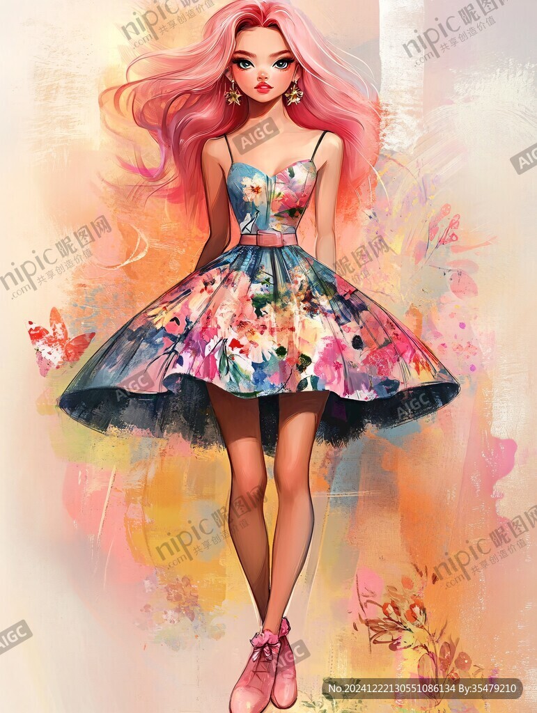 女孩禮服插畫