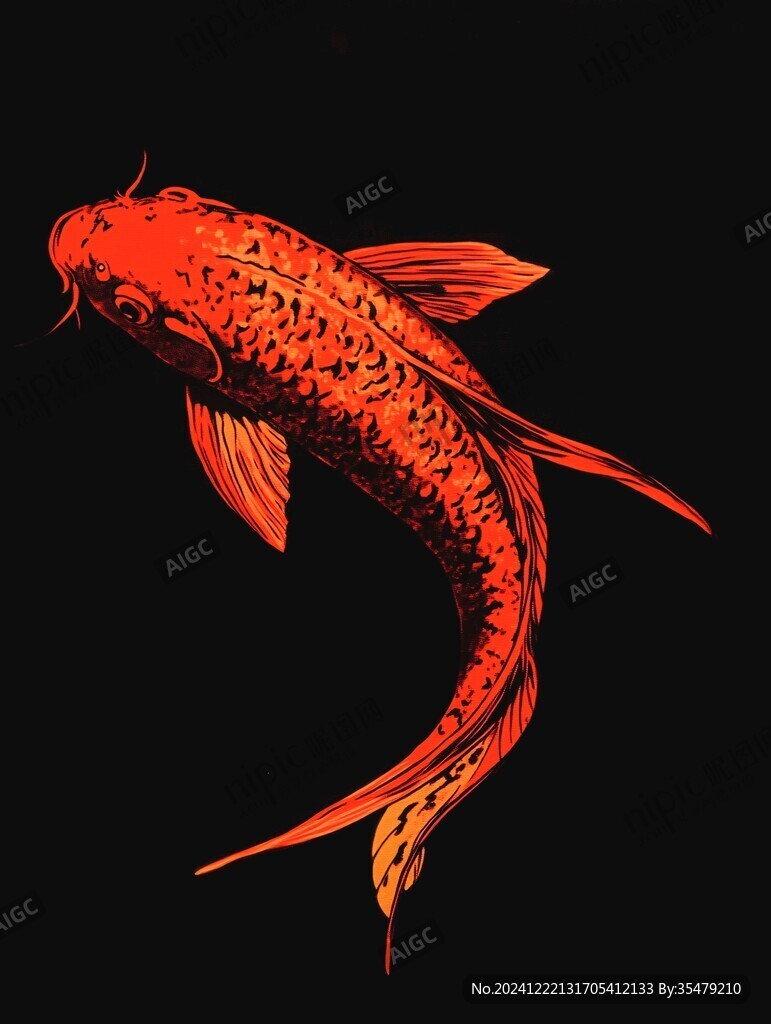 手繪錦鯉插畫