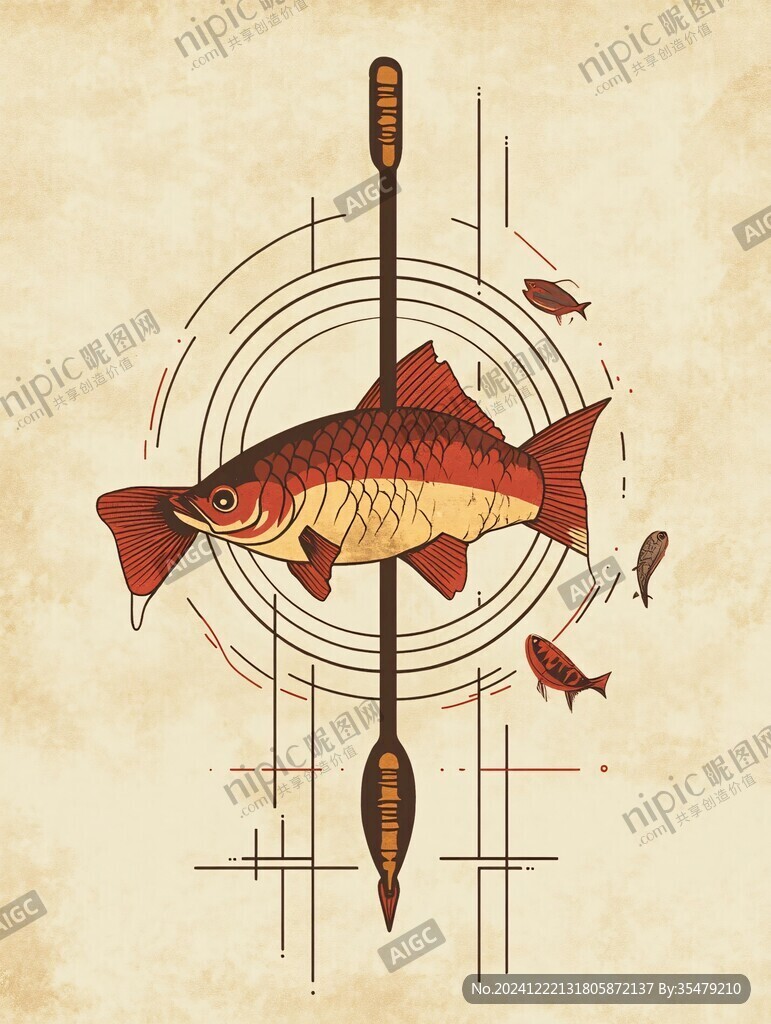 魚竿插畫