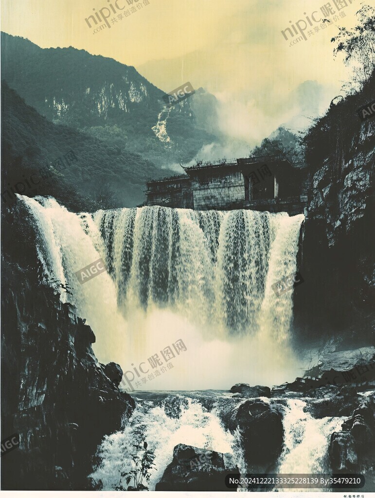 大瀑布風景畫