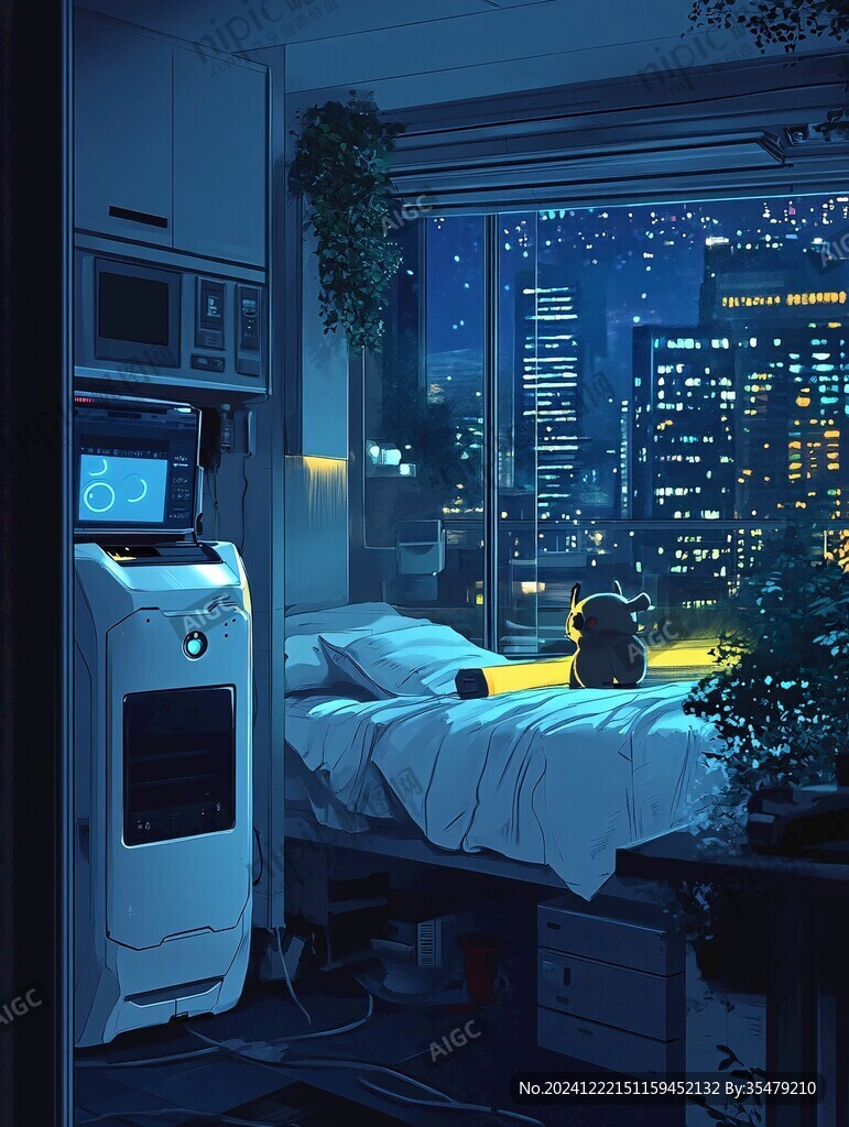 漫畫(huà)場(chǎng)景房間夜晚