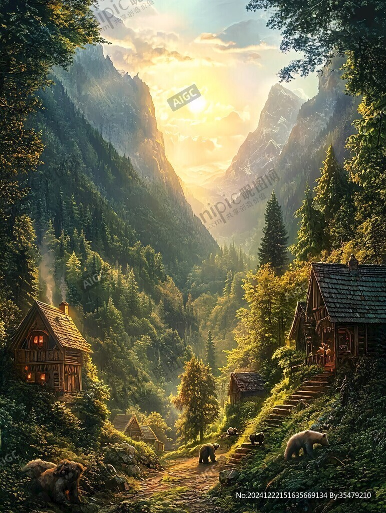 風光人間仙境油畫