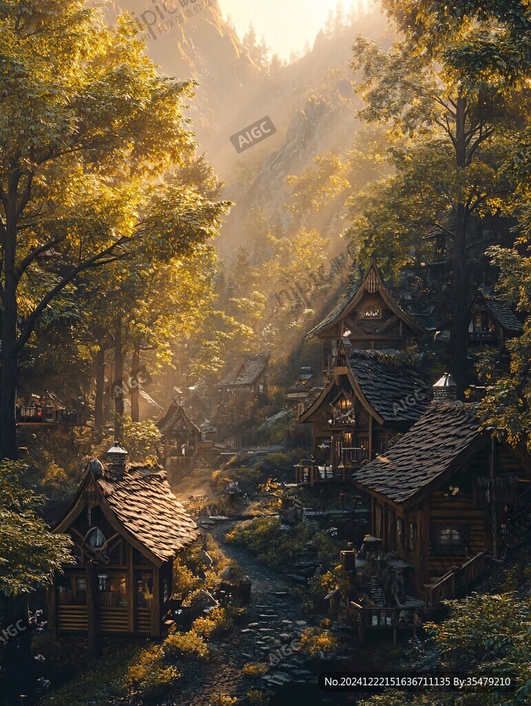唯美山村圖