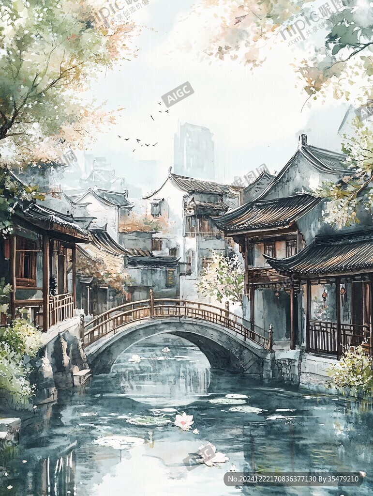 古風秋天景色插畫