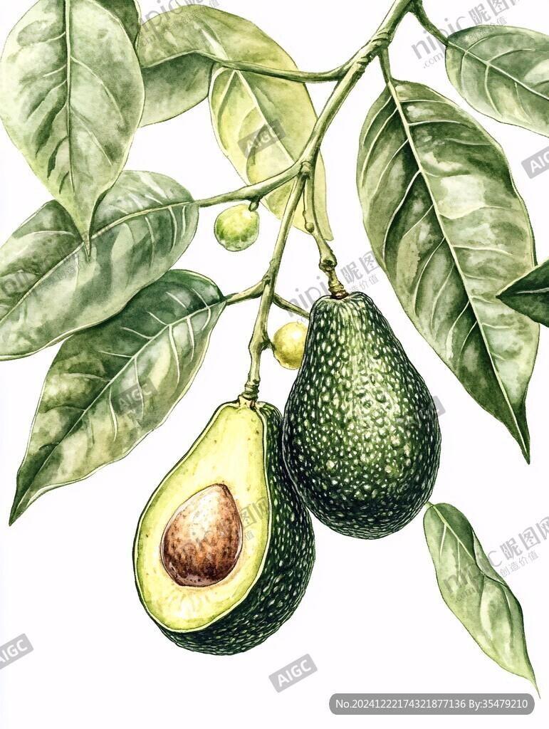牛油果水果插畫