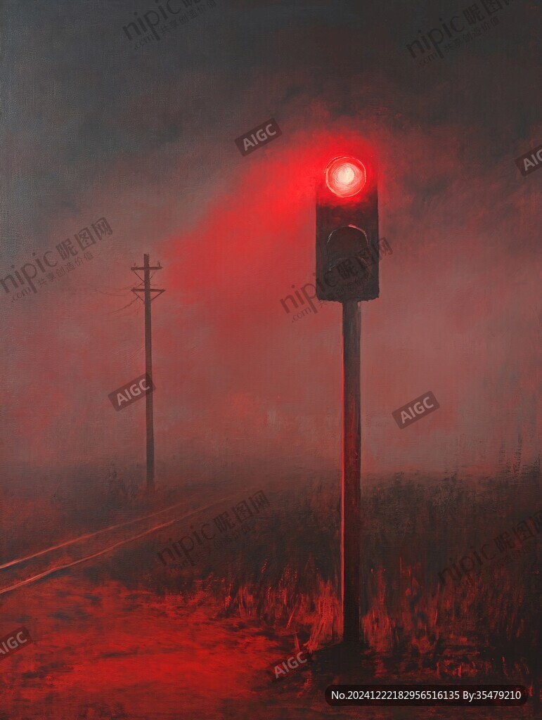 等待紅路燈