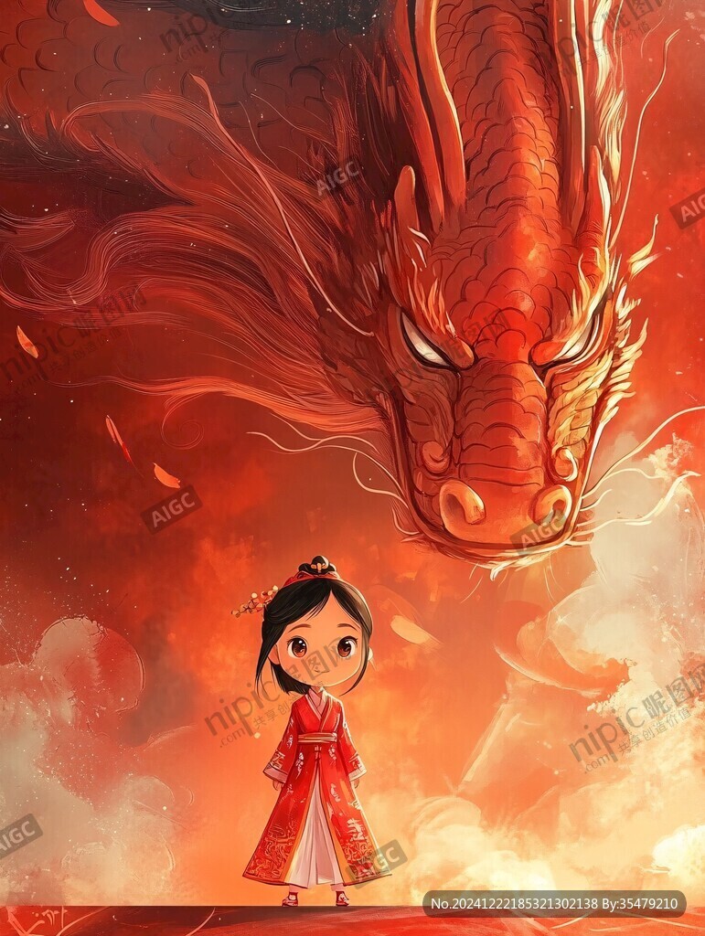 龍年小女孩插畫(huà)