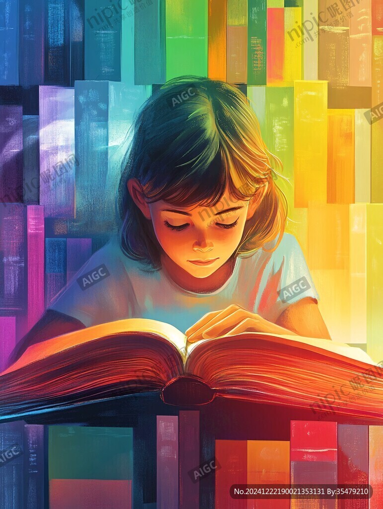 兒童看書插畫
