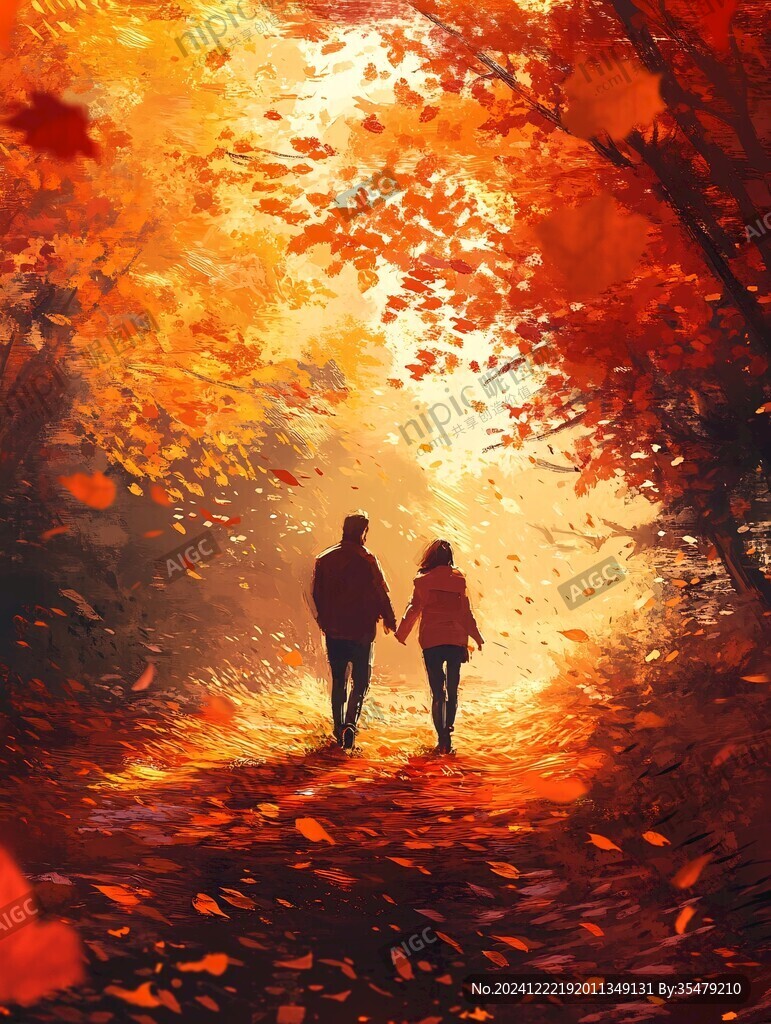 唯美浪漫情侶插畫