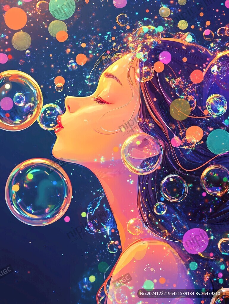 吹泡泡插畫