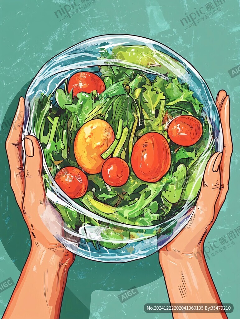 一盤菜插畫