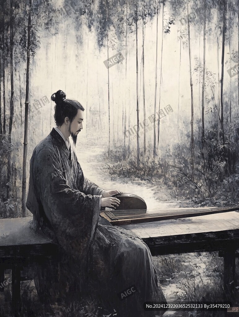 竹林彈琴