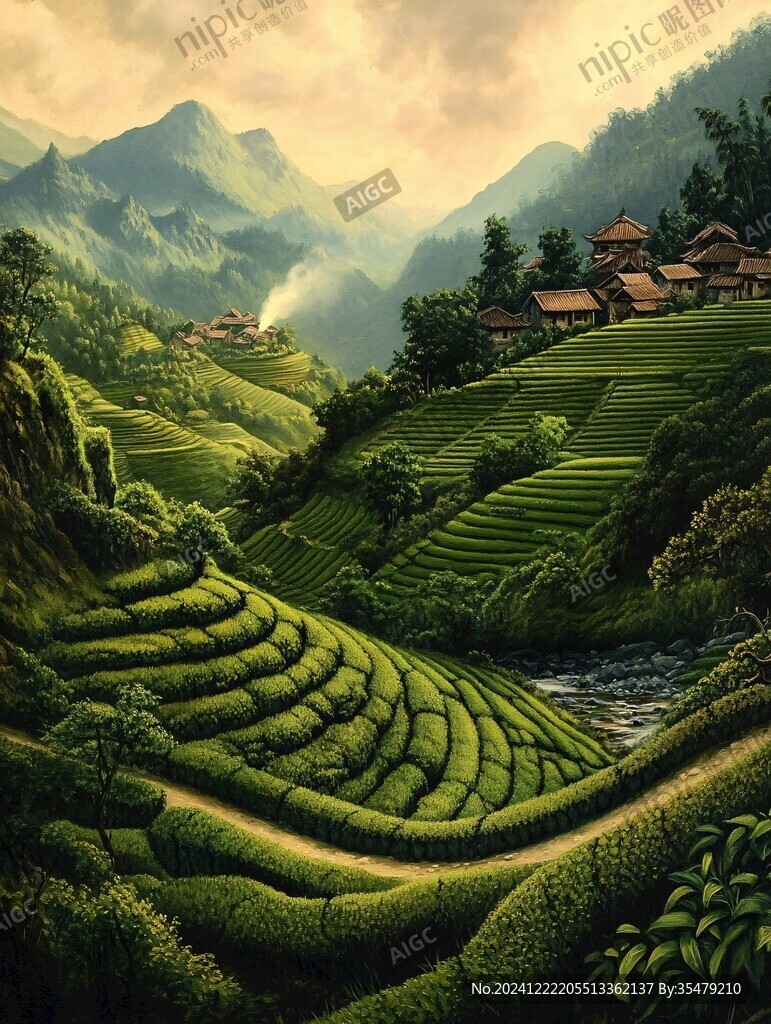 茶園風(fēng)景裝飾畫