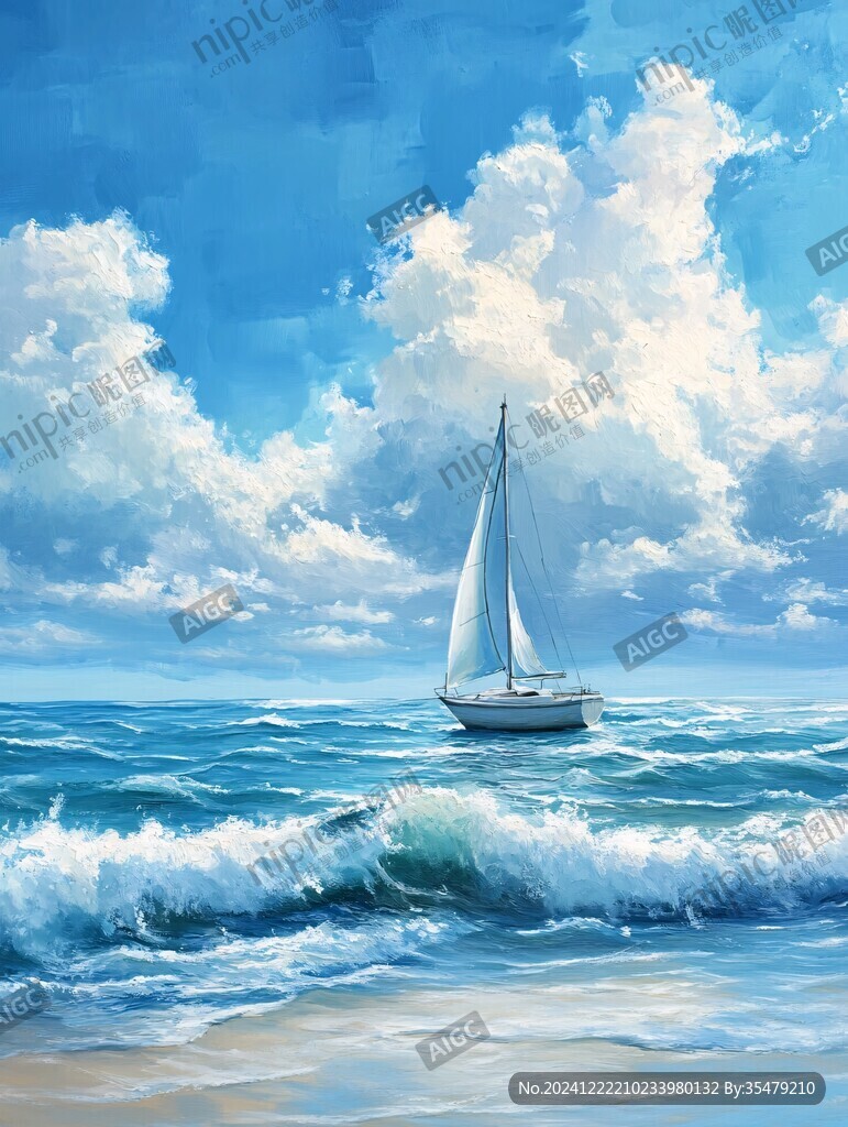 船帆大海油畫