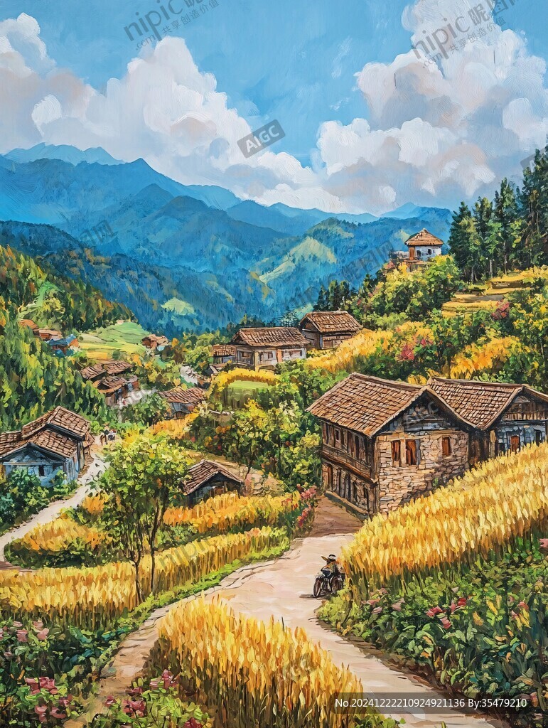 山村油畫