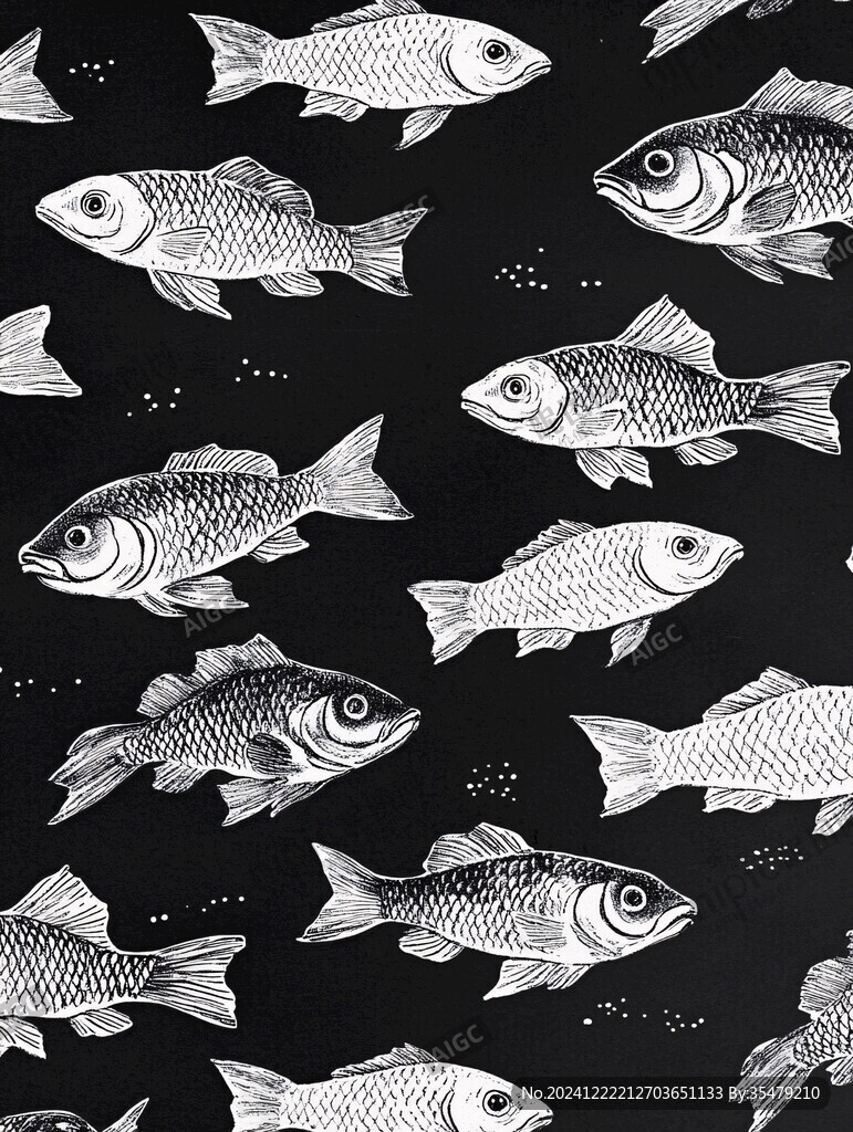 海洋魚(yú)提花印花