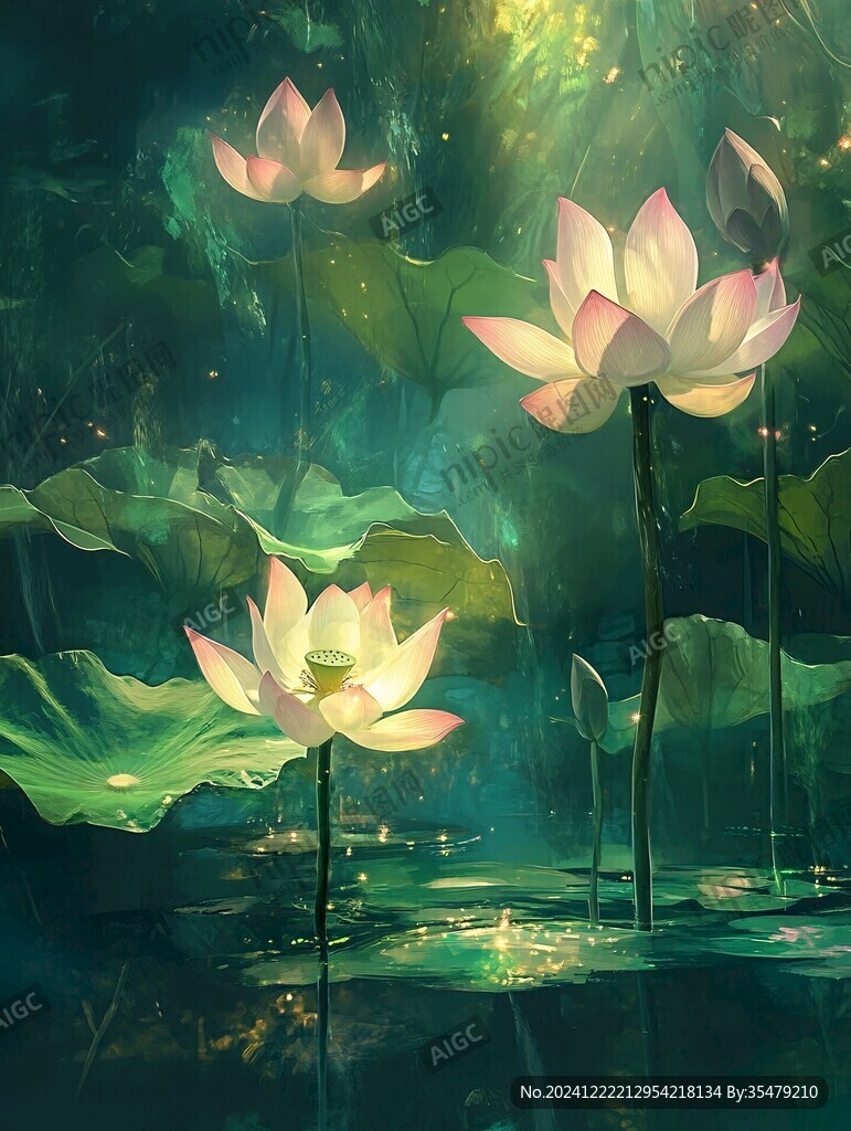 夢幻荷花圖