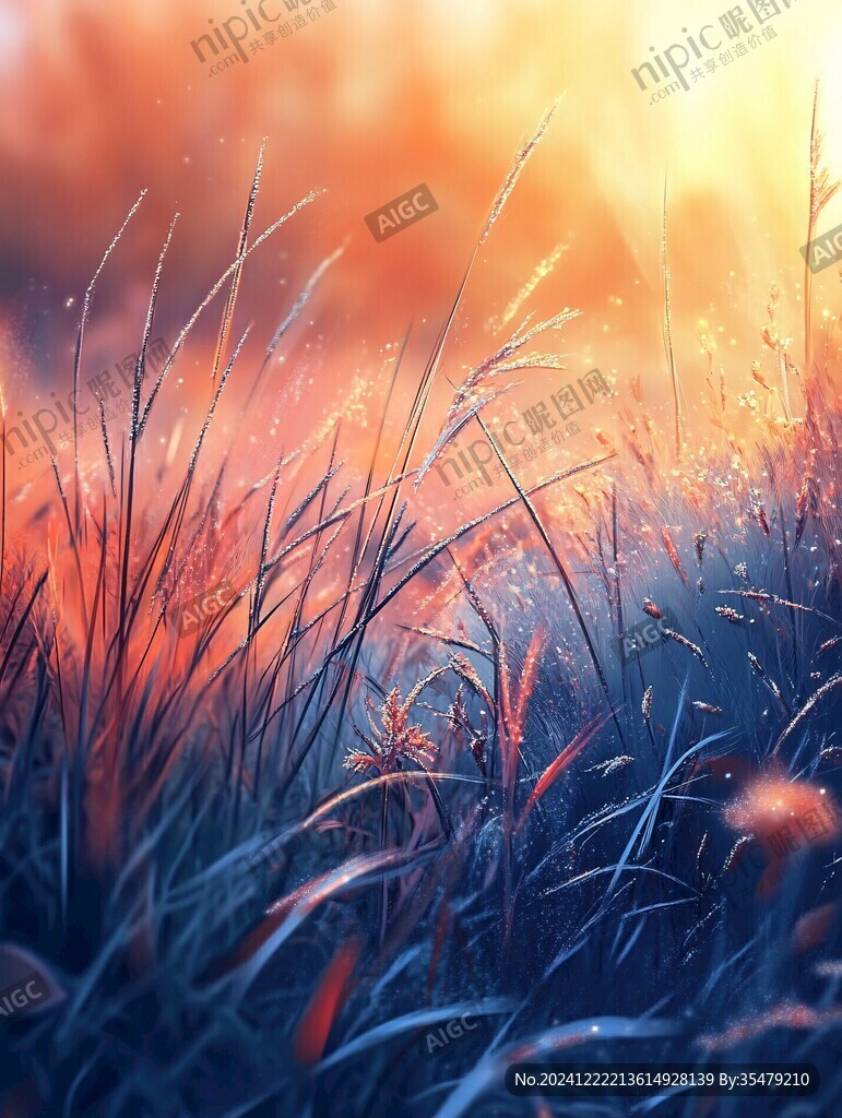 草叢夕陽