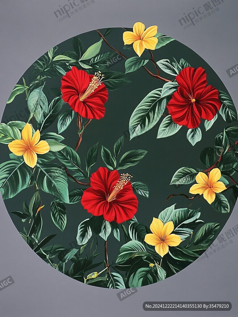 田園風(fēng)熱帶樹葉花朵