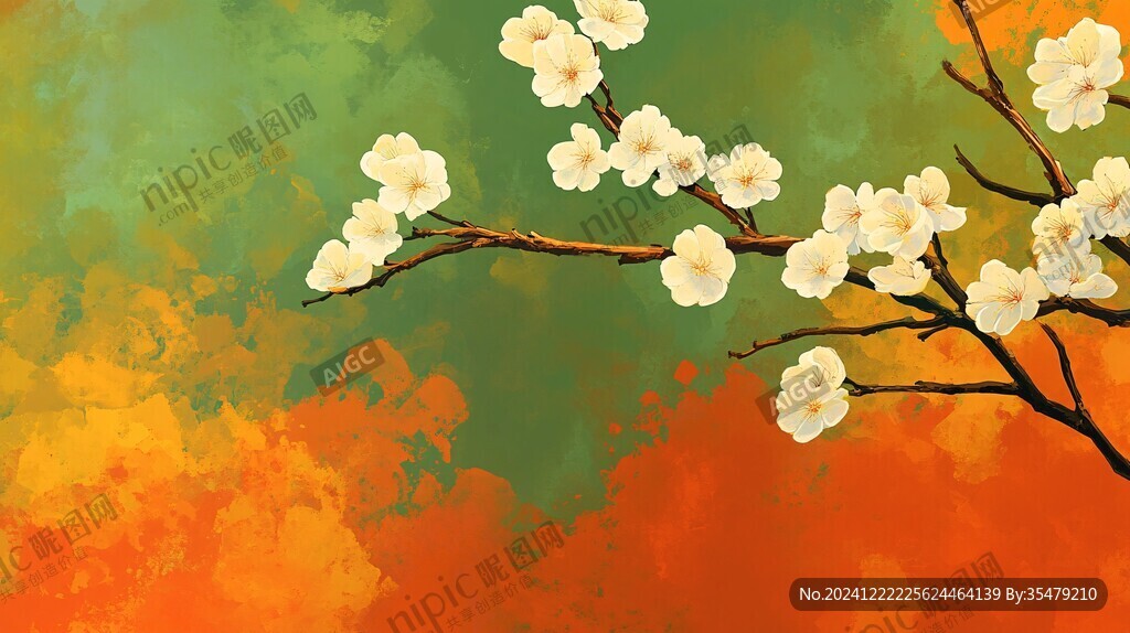 板繪梅花插畫