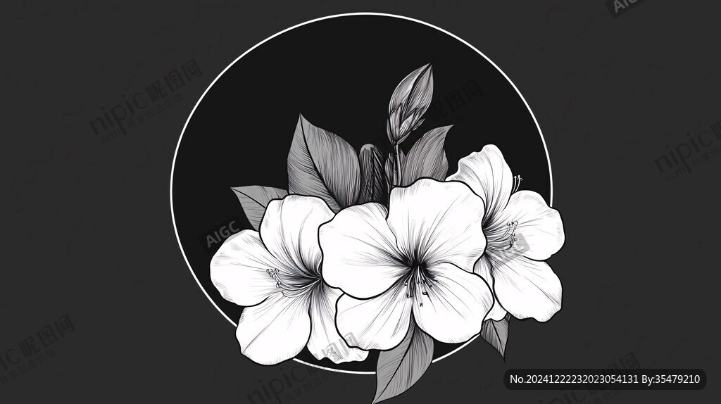 黑白素雅花卉