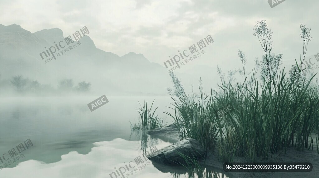 禪意蘆葦山水