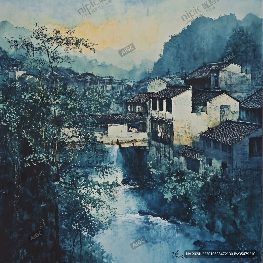 皖南風(fēng)光油畫