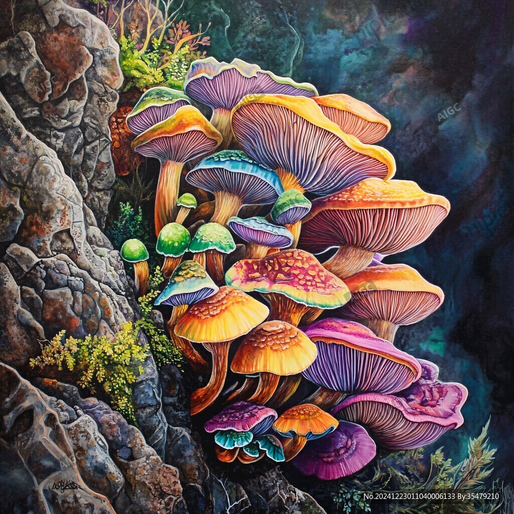 搖擺鐘蘑菇裝飾畫